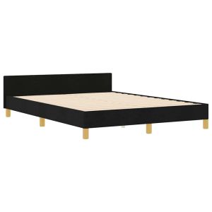 vidaXL estructura de cama con cabecera negro 140 x 190 cm tela