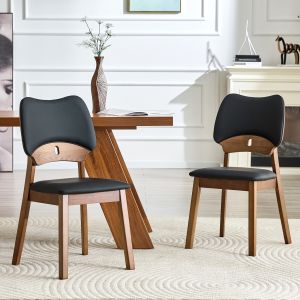 Juego de 2 sillas de comedor negro con asiento acolchado