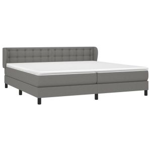 vidaXL cama box spring con colchón tela gris oscuro 200x200 cm
