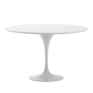 Mesa de jantar 120x120x73 em alumínio, mdf branco.