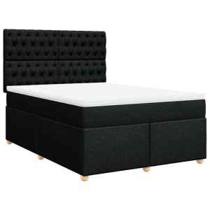 vidaXL cama box spring con colchón tela negro 140x190 cm