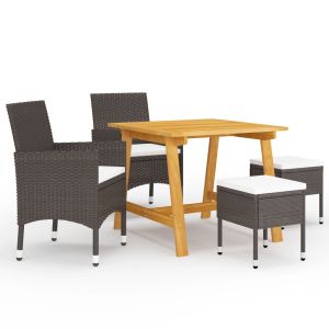 vidaXL juego de comedor de jardín de 5 piezas marrón