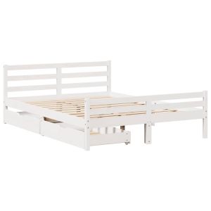 vidaXL estructura de cama sin colchón madera de pino blanco 135x190 cm