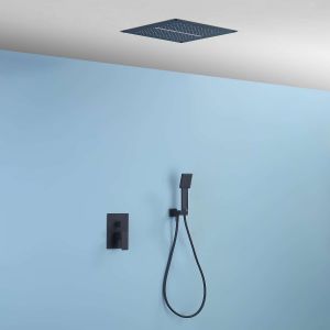 Conjunto duche embutido misturador sky bath preto inox s304 série trinity