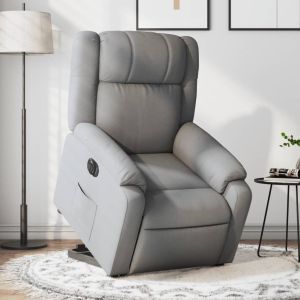 Poltrona reclinável elevatória elétrica tecido cinzento-claro ewg7706