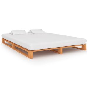 Cama em paletes pinho maciço 200x200 cm castanho yht4635