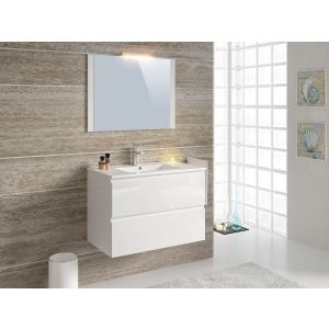 Móveis de casa de banho neli 2 gavetas 80 cm branco brilhante t-bath
