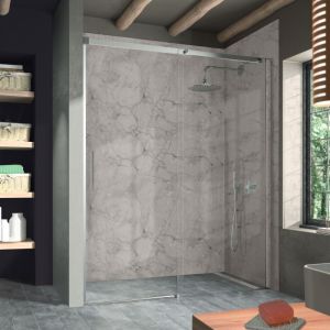 Frente de duche luna prata brilhante 148-152cm – vidro transparente