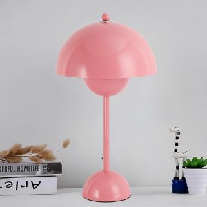 Lâmpada de mesa rosa, estilo flowerdepot para sala e quarto