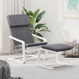 Cadeira de descanso com banco p/ pés tecido cinza-escuro ewg4540
