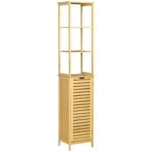 Coluna casa de banho 34x30x173 cm mdf, bambú color marrón kleankin