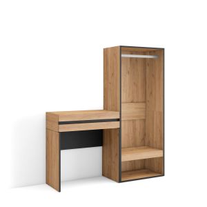 Mesa consola de entrada, 130x35x145cm, carvalho, armário aberto rf3447