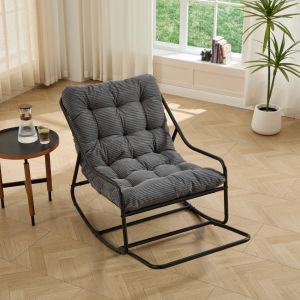Cadeira balanço exterior cinza aço 75x116x82cm conforto estofado