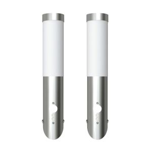 2 apliques de exterior con detector de movimiento, acero inoxidable