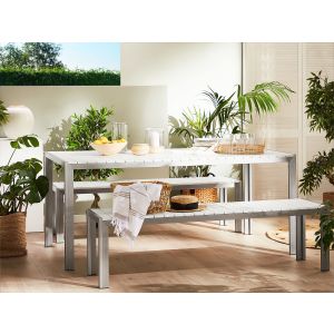 Conjunto de refeição de jardim 6 lugares nardo branco