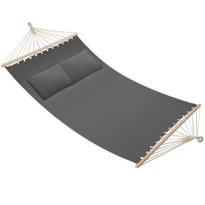 Rede doble, carga 240 kg com 2 almofadas, 230 x 145 cm, cinzento escuro