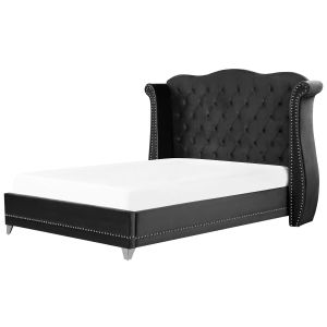 Cama veludo ayette 180 x 200 cm preto