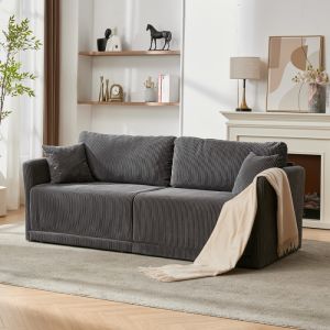 Sofá-cama conversível veludo cotelê cinzento 2 lugares para sala