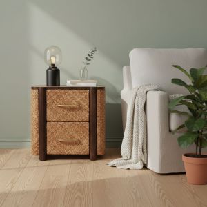 Artisan furniture cómoda havana com frente em rattan, 2 gavetas
