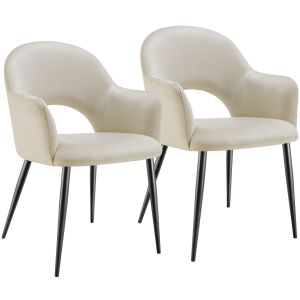 2 cadeiras de sala de jantar aspecto terciopelo 57 x 61,5 x 87,5 cm crema