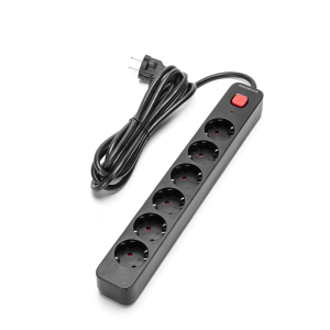Aigostar régua 6 tomadas, extensão 3m com interruptor, preto