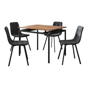 Conjunto de jantar hemnes mesa com 4 cadeiras cinzento escuro [en.casa]