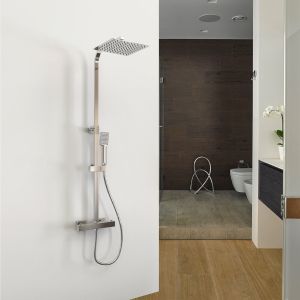 Aica coluna de chuveiro termostática quadrada aço inoxidável