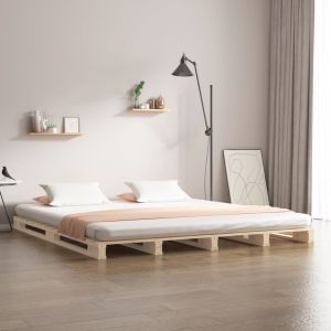 Cama de paletes super king 180x200 cm pinho maciço yht4032