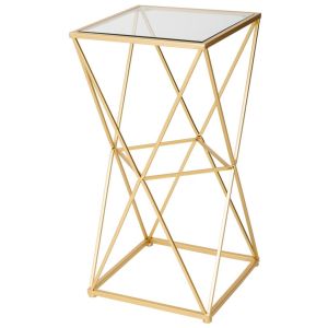Mesa de apoio em metal com tampo em vidro 35x35x70h cm