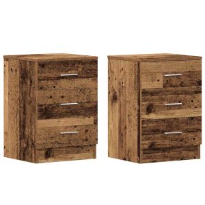 Casa lúmina - set  de 2 mesita de noche madera madeira  38 x 35 x 55 cm