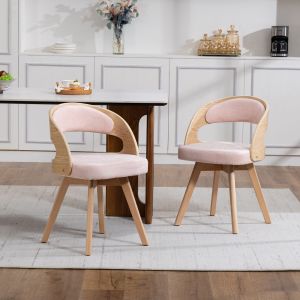 Cadeira giratória de jantar 44x41x75cm linho rosa