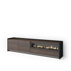 Móvel de tv, 207x37x50cm, lareira eléctrica, LED rf4854