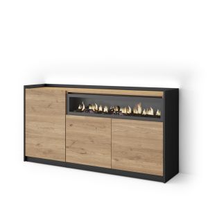 Aparador sala de jantar, 156x37x80cm, lareira eléctrica, LED rf4936