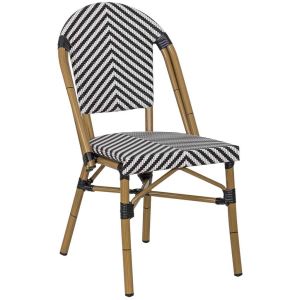 Fauteuil em rotin sintetico preto e branco 46x57x88 cm (altura)
