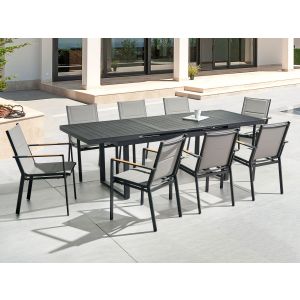 Conjunto de refeição de jardim 8 lugares valcanetto/busseto metal preto
