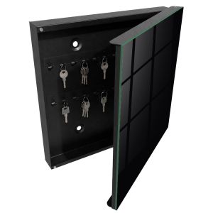 Caixa de chaves de parede decorativa 30x30x5 preto, abertura à direita