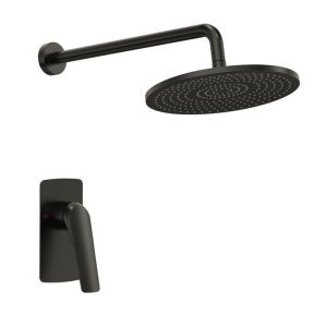 Sistema de duche encastrado - preto mate - 25 cm