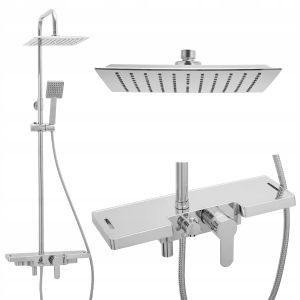 Conjunto de duche com torneira, cromo