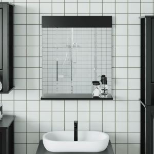 Espelho wc c/ prateleira berg 60x12x70 cm madeira maciça preto