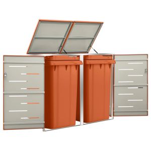 Abrigo duplo para caixote do lixo 138x77,5x112,5 cm aço inox pt9795