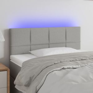 Cabeceira de cama c/ luzes LED tecido 90x5x78/88 cm cinza-claro ptob2898