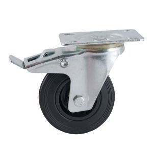 Rodízio avl pivotante com freio, platina de borracha preta ø 200 - 508846o