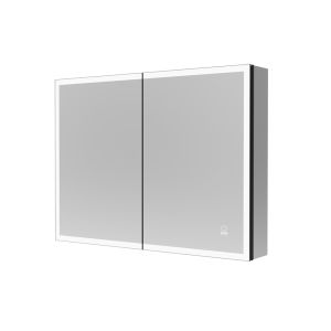 Armario con espejo LED eve negro - 80 x 60 cm