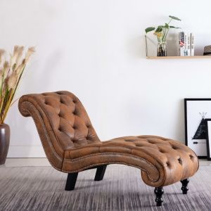 Chaise longue camurça artificial castanho wf704273