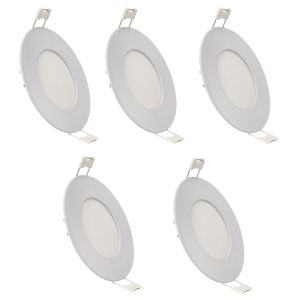 Pack x5 downlight LED embutido 12v, 3w, luz neutra 4200k. Moldura branca