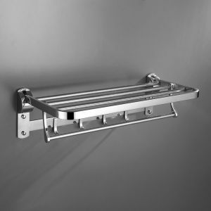 Kibath toalheiro dobrável horizontal de 55cm cromado em aço inoxidável.