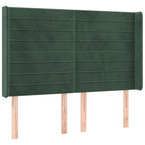 vidaXL cabeceira de veludo com encosto alto verde escuro 147x16x118/128 cm