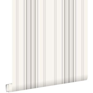 Estahome papel de parede riscas cinzentoebege 53 cm x 10.05 m