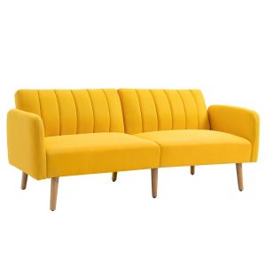 Sofá cama 2 lugare 173x75x73cm poliéster, espuma e madeira color amarillo