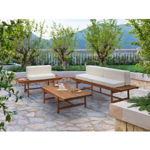 Conjunto lounge madeira de acácia castanho giaveno